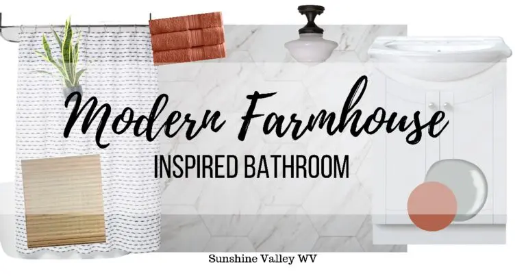 Simple Modern Farmhouse Design Board – Bathroom Makeover Inspiration